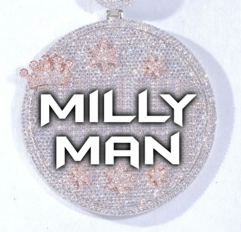 CUSTOM LETTER NECKLACE 3D BIG CROWN DISC sold by The GUU Shop