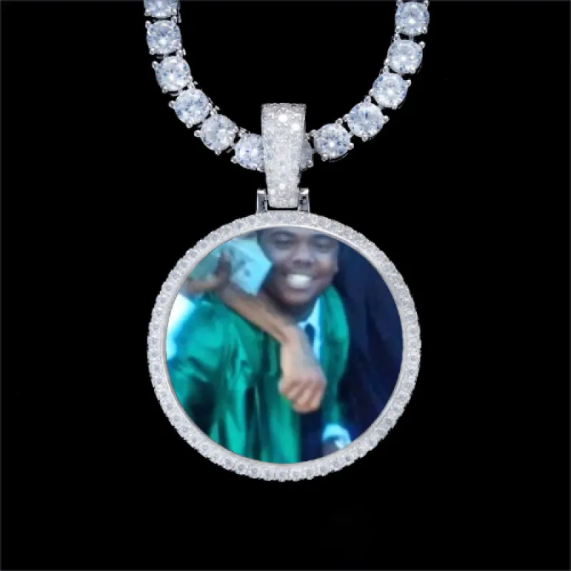 925S & VVS Moissanite 3D Circle Custom Picture Pendant sold by The GUU Shop
