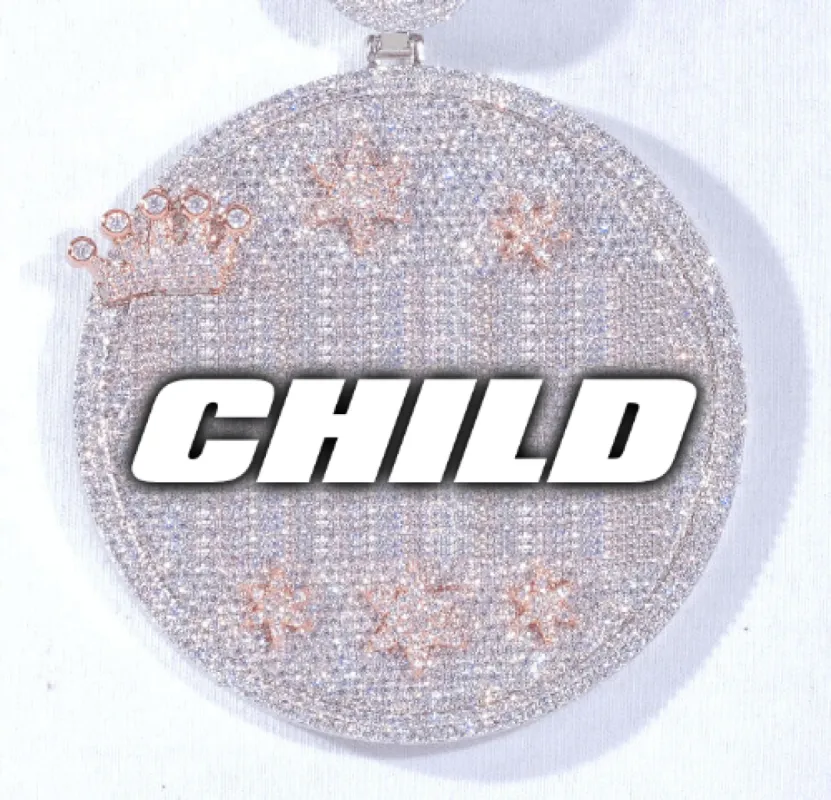 CUSTOM LETTER NECKLACE 3D BIG CROWN DISC sold by The GUU Shop