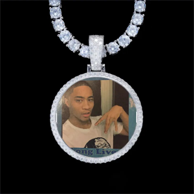 925S & VVS Moissanite 3D Circle Custom Picture Pendant sold by The GUU Shop