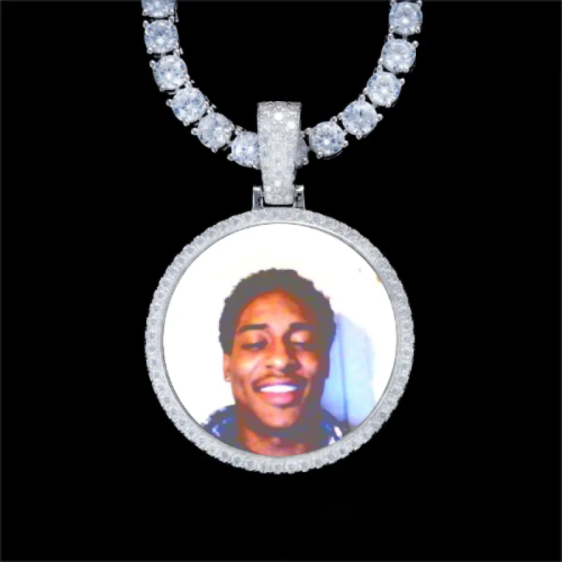 925S & VVS Moissanite 3D Circle Custom Picture Pendant sold by The GUU Shop