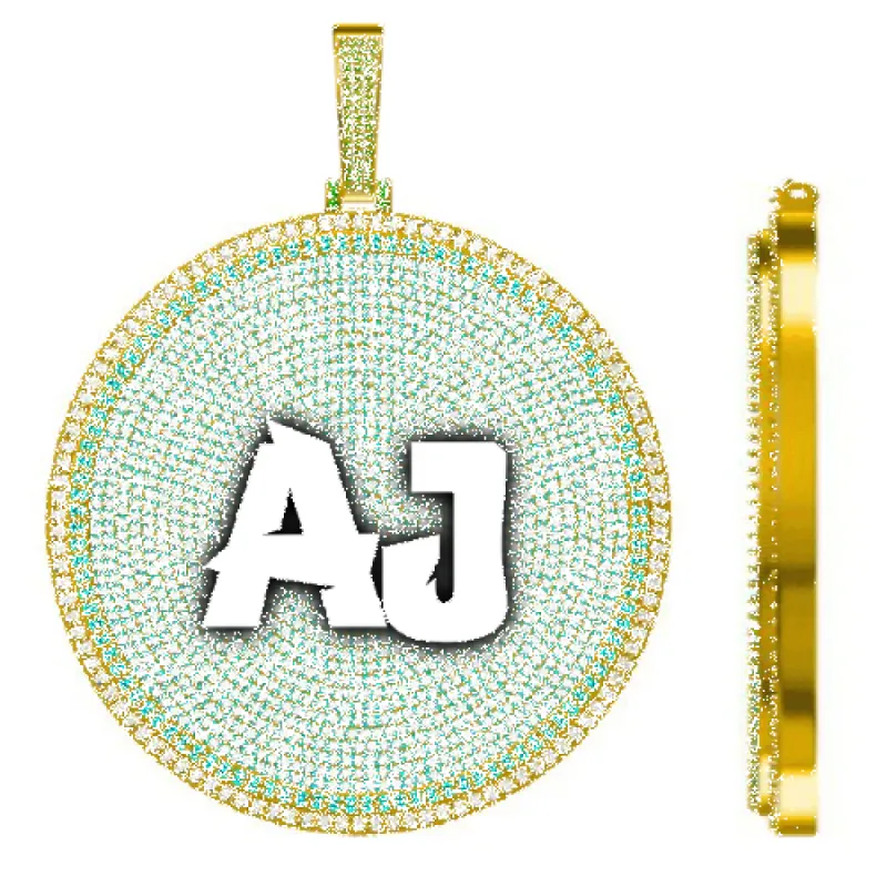 CUSTOM LETTER NECKLACE 3D BIG DISC sold by The GUU Shop