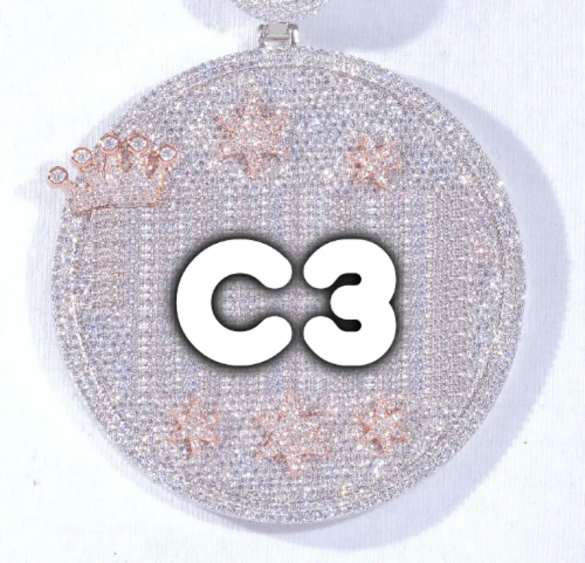 CUSTOM LETTER NECKLACE 3D BIG CROWN DISC sold by The GUU Shop