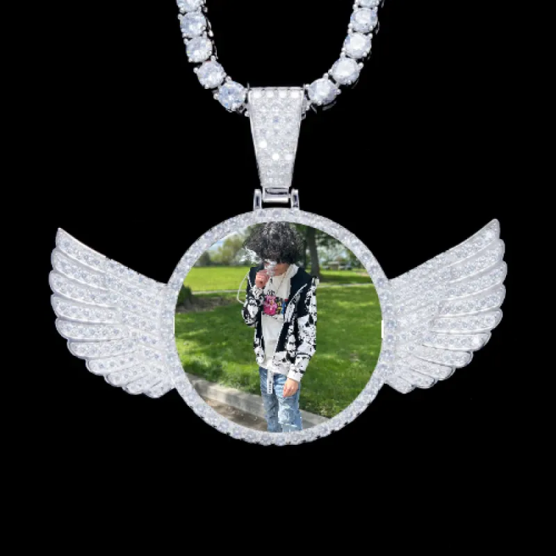 925S & VVS Moissanite 3D Wing Custom Picture Pendant sold by The GUU Shop