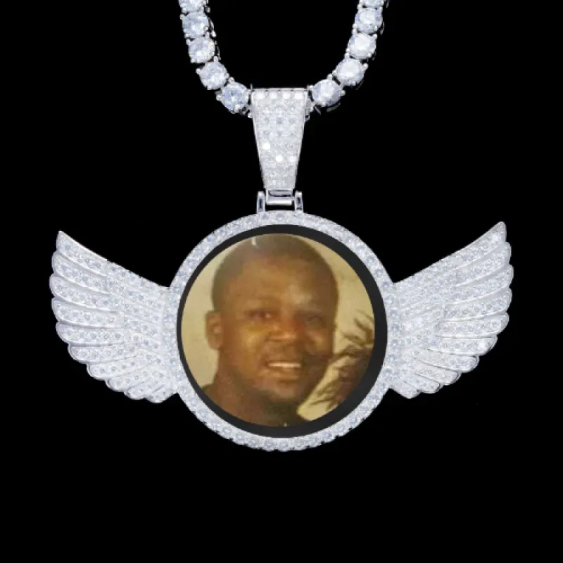 925S & VVS Moissanite 3D Wing Custom Picture Pendant sold by The GUU Shop