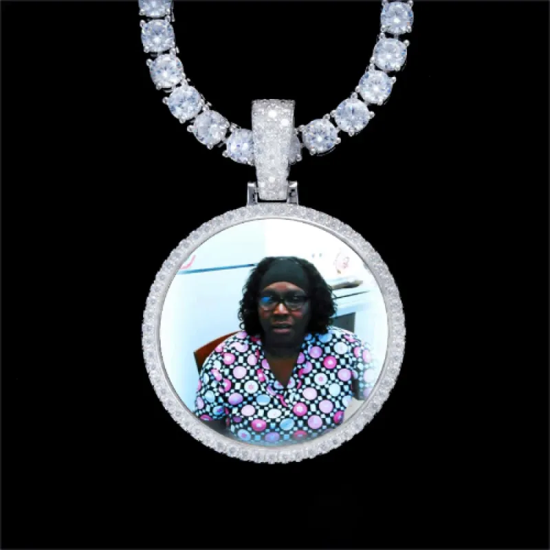 925S & VVS Moissanite 3D Circle Custom Picture Pendant sold by The GUU Shop