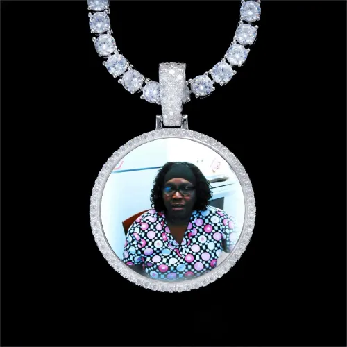 925S & VVS Moissanite 3D Circle Custom Picture Pendant sold by The GUU Shop