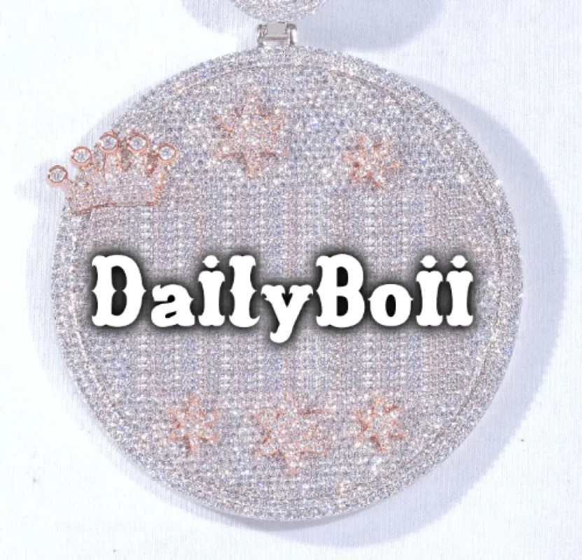 CUSTOM LETTER NECKLACE 3D BIG CROWN DISC sold by The GUU Shop