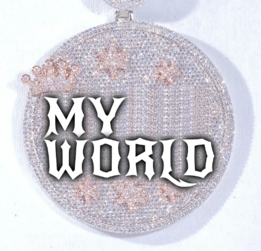 CUSTOM LETTER NECKLACE 3D BIG CROWN DISC sold by The GUU Shop