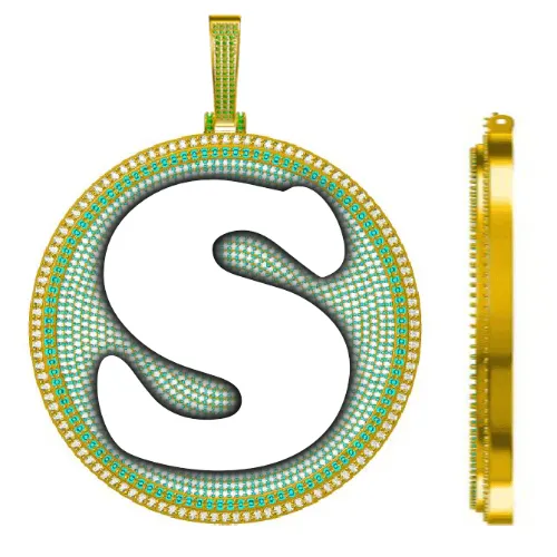 CUSTOM LETTER NECKLACE 3D BIG DISC sold by The GUU Shop