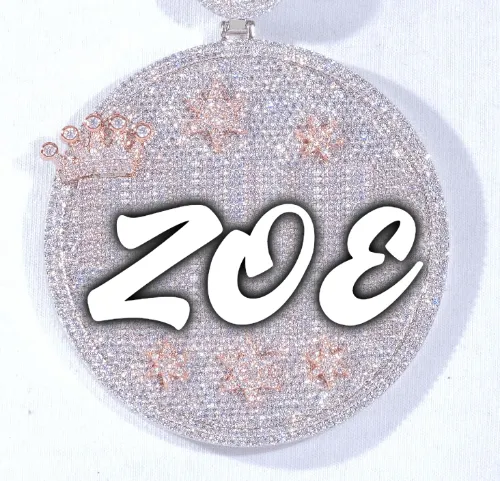 CUSTOM LETTER NECKLACE 3D BIG CROWN DISC sold by The GUU Shop