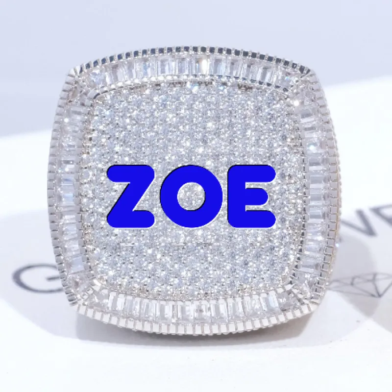 CUSTOM LETTER 3D ICED RING sold by The GUU Shop