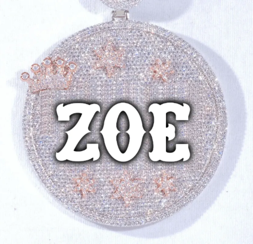 CUSTOM LETTER NECKLACE 3D BIG CROWN DISC sold by The GUU Shop