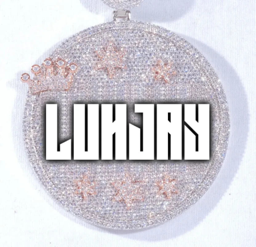 CUSTOM LETTER NECKLACE 3D BIG CROWN DISC sold by The GUU Shop