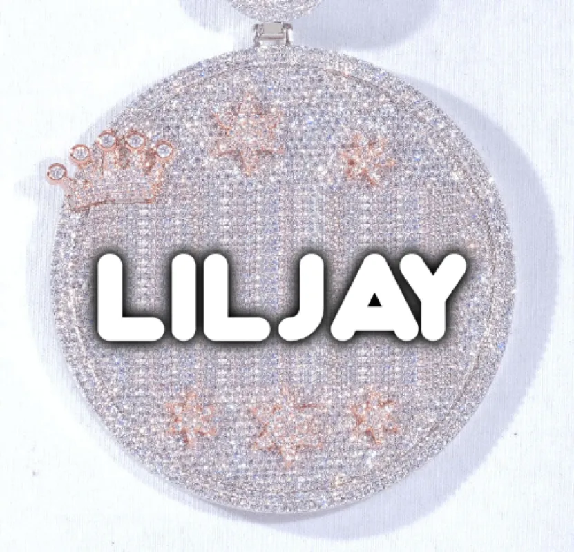 CUSTOM LETTER NECKLACE 3D BIG CROWN DISC sold by The GUU Shop