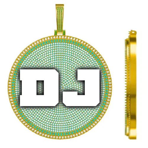 CUSTOM LETTER NECKLACE 3D BIG DISC sold by The GUU Shop