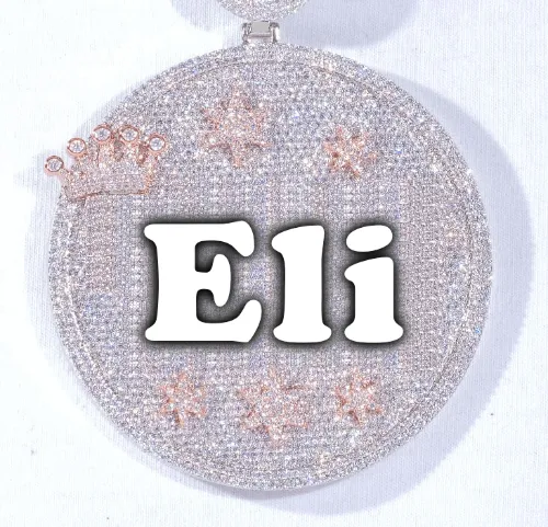 CUSTOM LETTER NECKLACE 3D BIG CROWN DISC sold by The GUU Shop