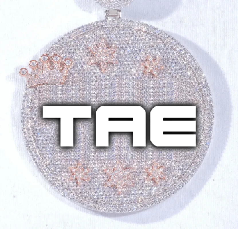 CUSTOM LETTER NECKLACE 3D BIG CROWN DISC sold by The GUU Shop