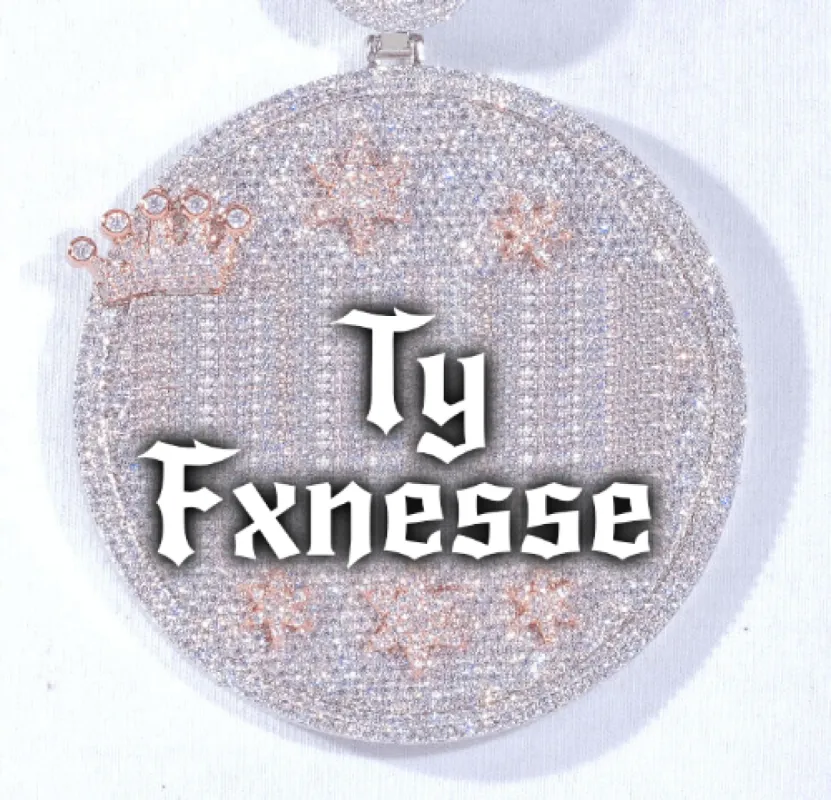 CUSTOM LETTER NECKLACE 3D BIG CROWN DISC sold by The GUU Shop