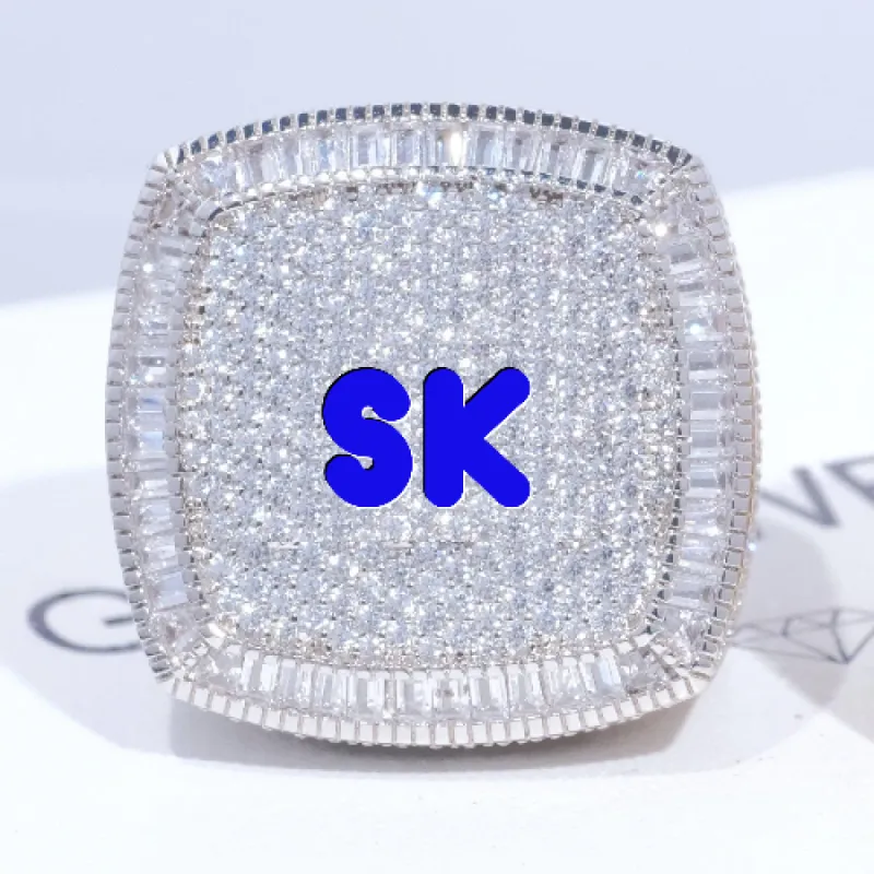 CUSTOM LETTER 3D ICED RING sold by The GUU Shop