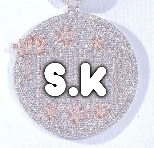 CUSTOM LETTER NECKLACE 3D BIG CROWN DISC sold by The GUU Shop