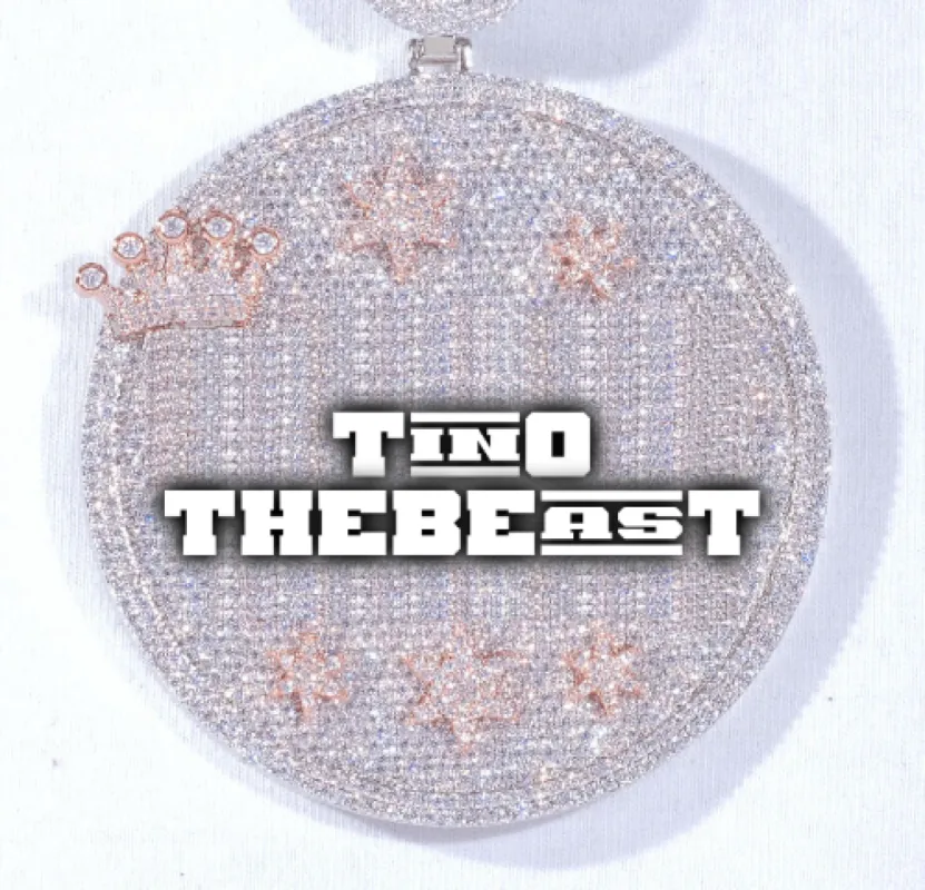 CUSTOM LETTER NECKLACE 3D BIG CROWN DISC sold by The GUU Shop