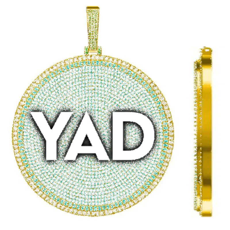 CUSTOM LETTER NECKLACE 3D BIG DISC sold by The GUU Shop