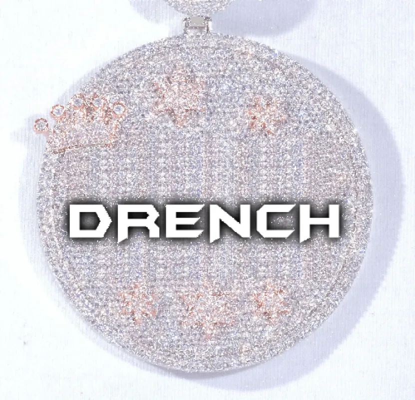 CUSTOM LETTER NECKLACE 3D BIG CROWN DISC sold by The GUU Shop