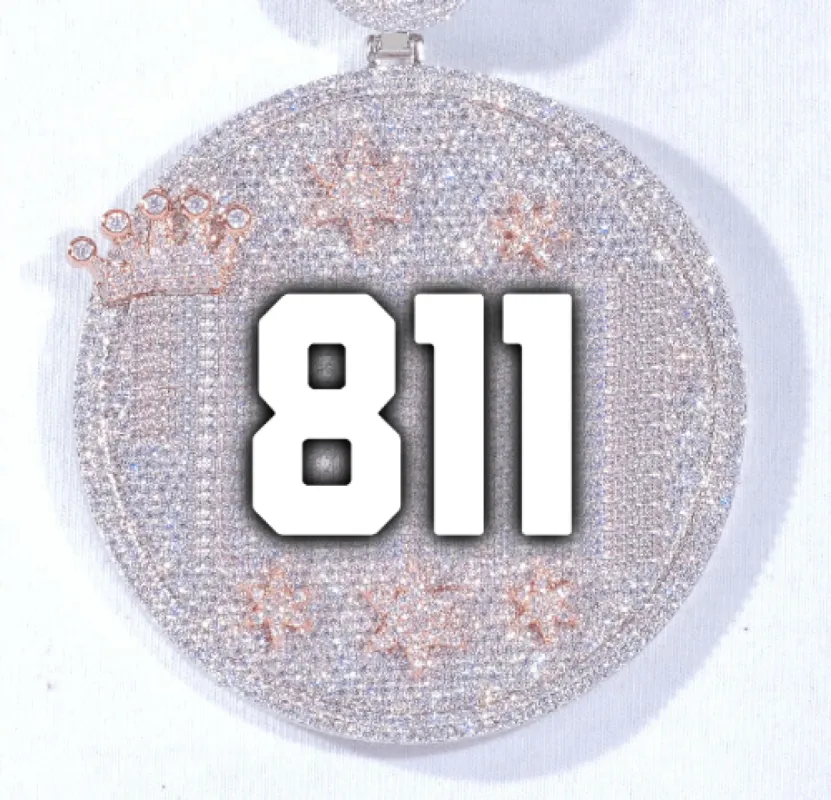 CUSTOM LETTER NECKLACE 3D BIG CROWN DISC sold by The GUU Shop