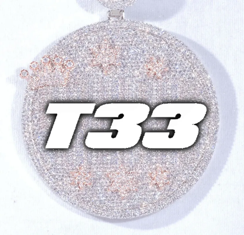 CUSTOM LETTER NECKLACE 3D BIG CROWN DISC sold by The GUU Shop