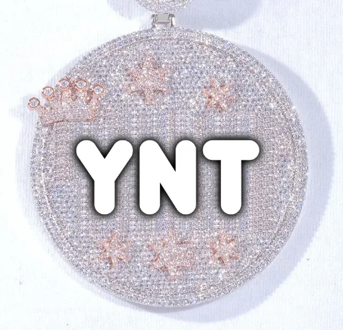 CUSTOM LETTER NECKLACE 3D BIG CROWN DISC sold by The GUU Shop