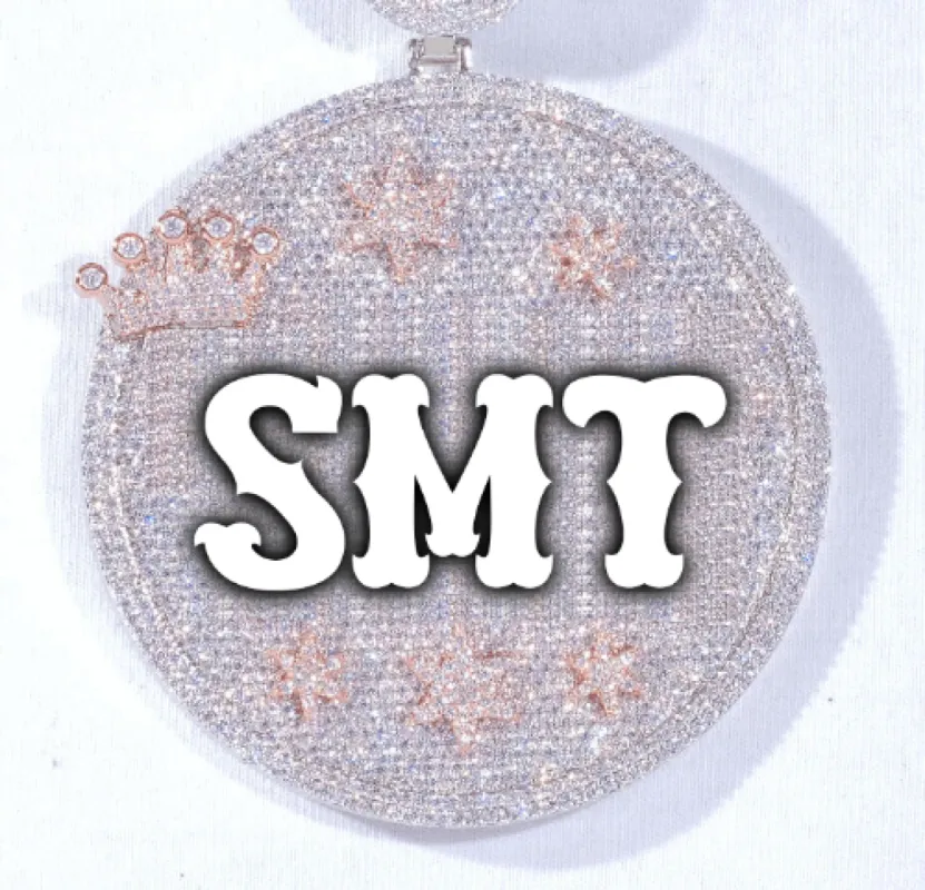 CUSTOM LETTER NECKLACE 3D BIG CROWN DISC sold by The GUU Shop