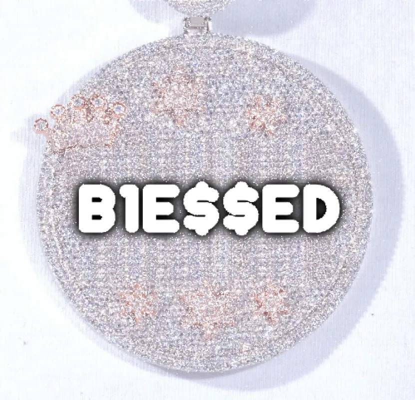 CUSTOM LETTER NECKLACE 3D BIG CROWN DISC sold by The GUU Shop