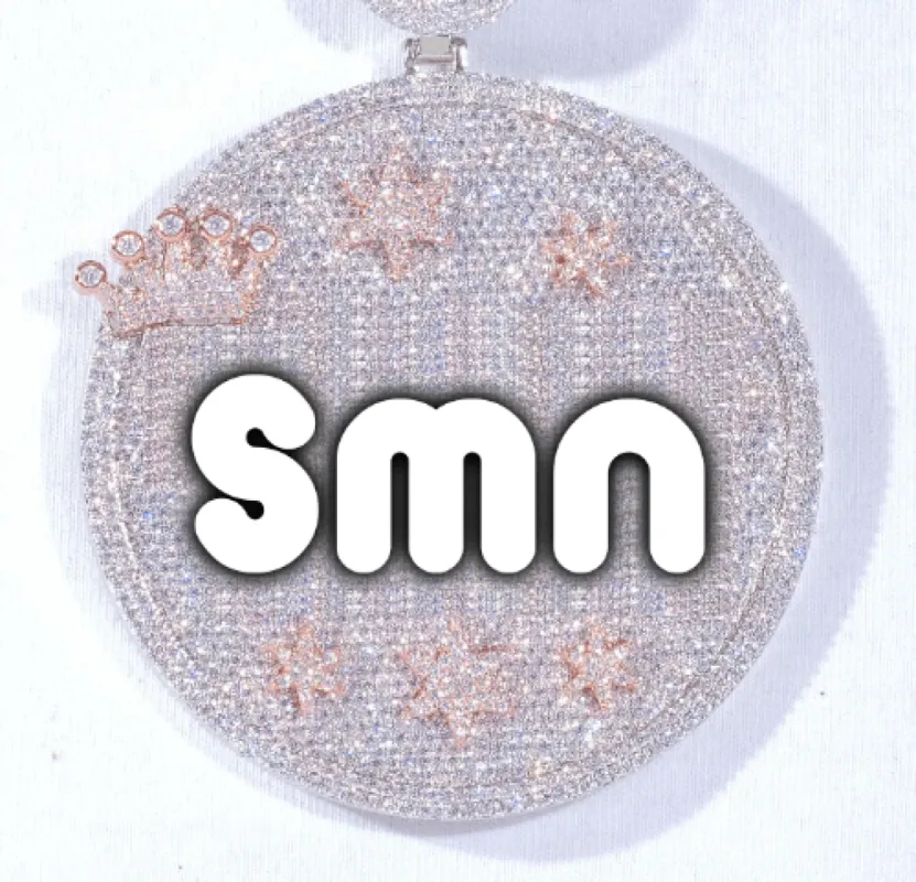 CUSTOM LETTER NECKLACE 3D BIG CROWN DISC sold by The GUU Shop