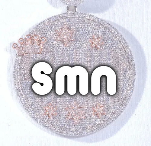 CUSTOM LETTER NECKLACE 3D BIG CROWN DISC sold by The GUU Shop