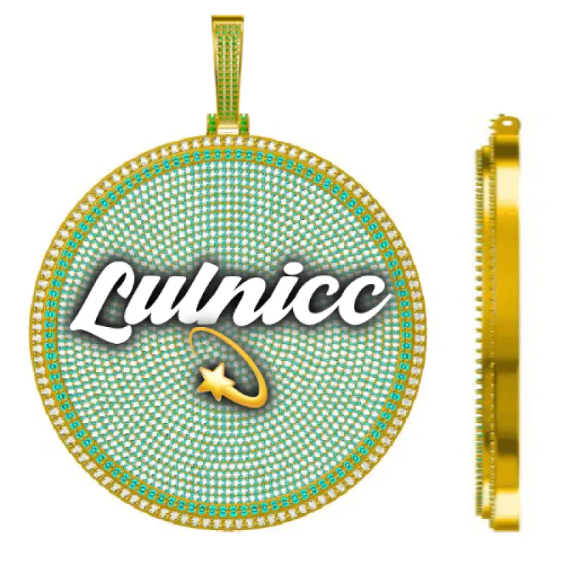 CUSTOM LETTER NECKLACE 3D BIG DISC sold by The GUU Shop