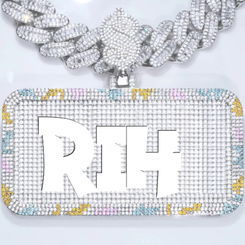 CUSTOM LETTER NECKLACE 3D COLORFUL SQUARE sold by The GUU Shop