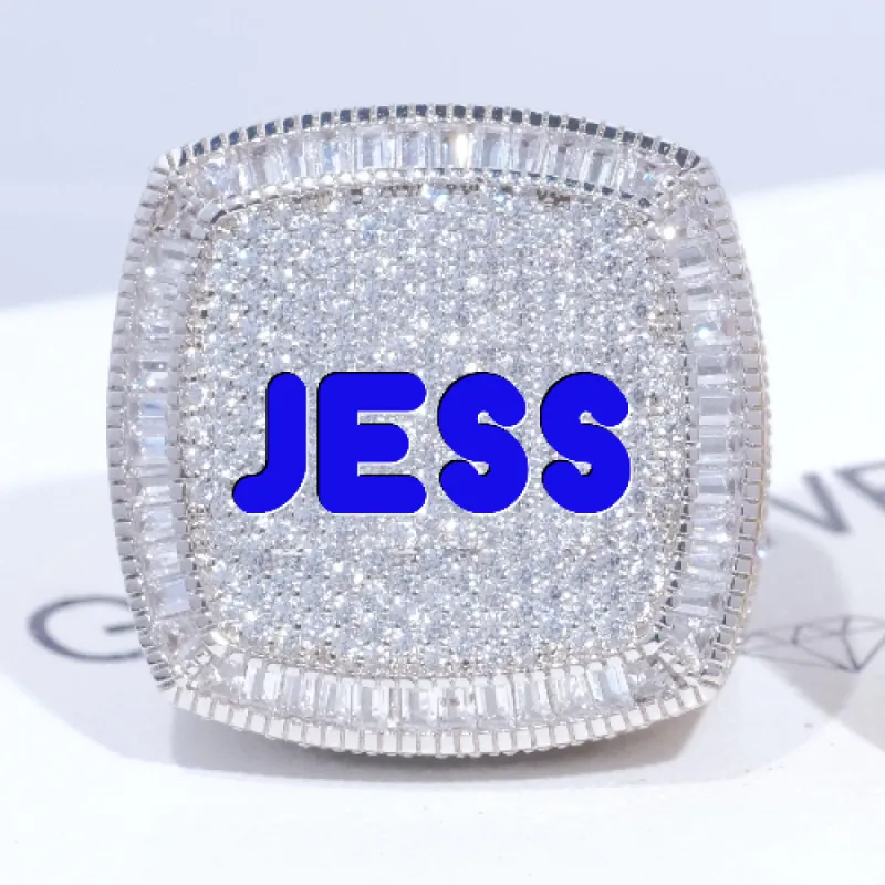 CUSTOM LETTER 3D ICED RING sold by The GUU Shop