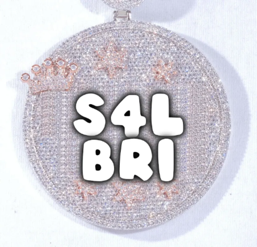 CUSTOM LETTER NECKLACE 3D BIG CROWN DISC sold by The GUU Shop