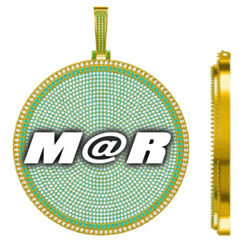 CUSTOM LETTER NECKLACE 3D BIG DISC sold by The GUU Shop