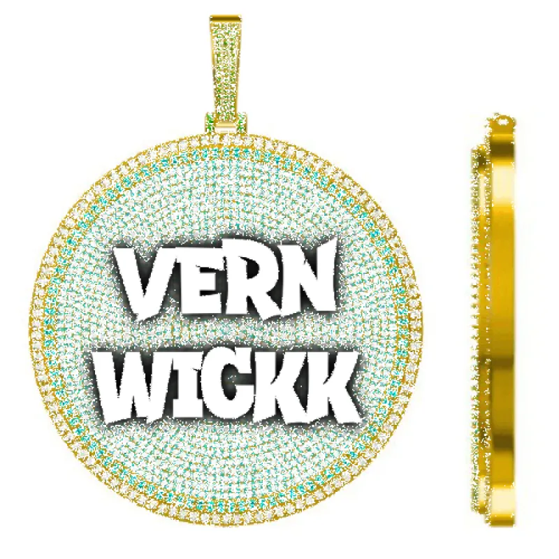 CUSTOM LETTER NECKLACE 3D BIG DISC sold by The GUU Shop