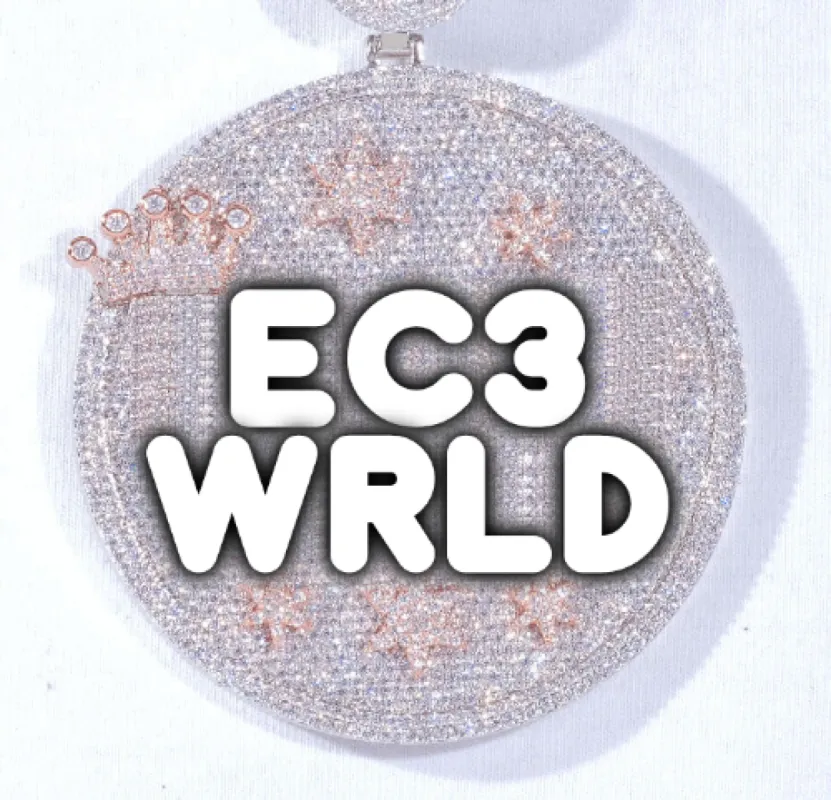 CUSTOM LETTER NECKLACE 3D BIG CROWN DISC sold by The GUU Shop