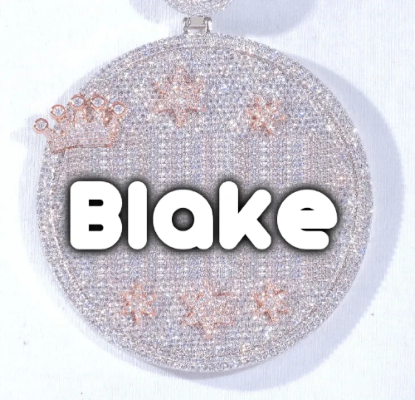 CUSTOM LETTER NECKLACE 3D BIG CROWN DISC sold by The GUU Shop