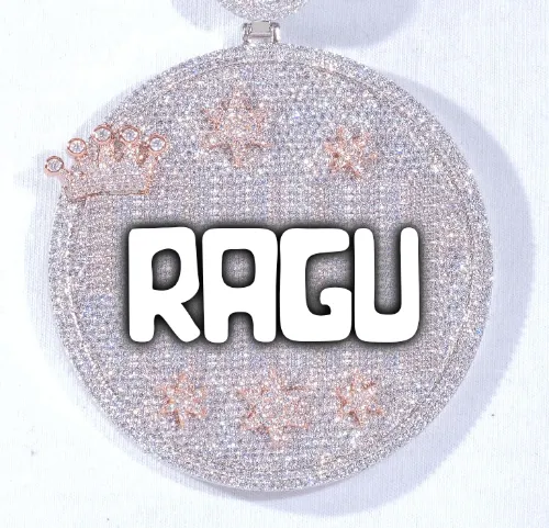 CUSTOM LETTER NECKLACE 3D BIG CROWN DISC sold by The GUU Shop