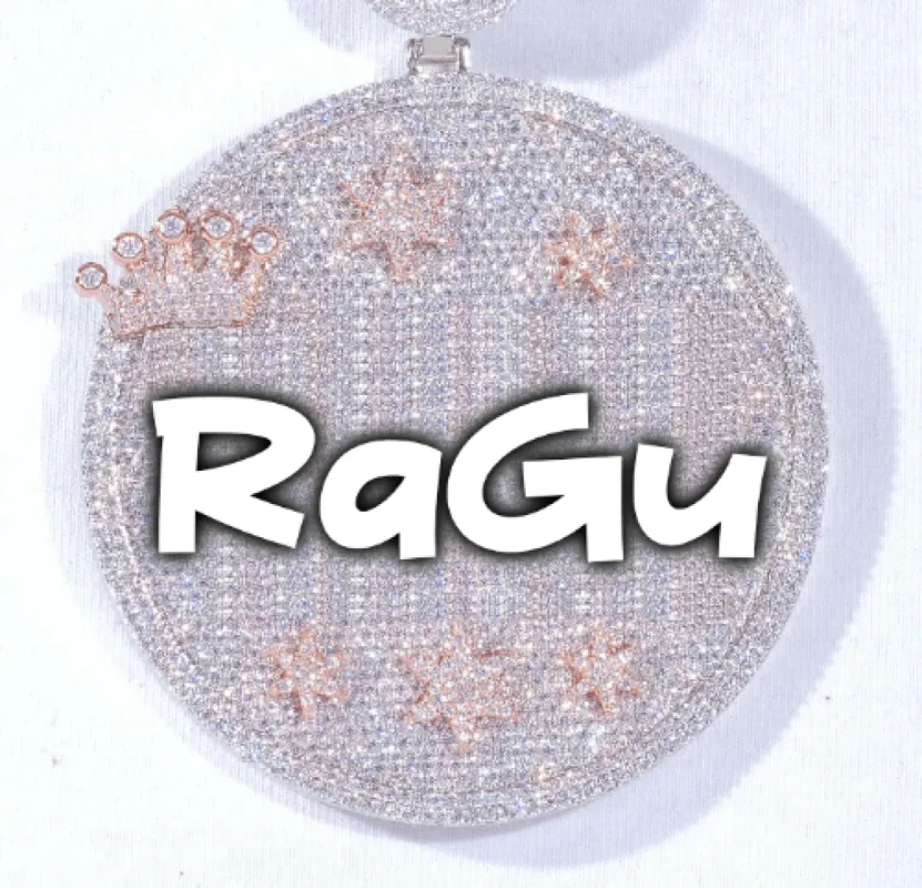 CUSTOM LETTER NECKLACE 3D BIG CROWN DISC sold by The GUU Shop