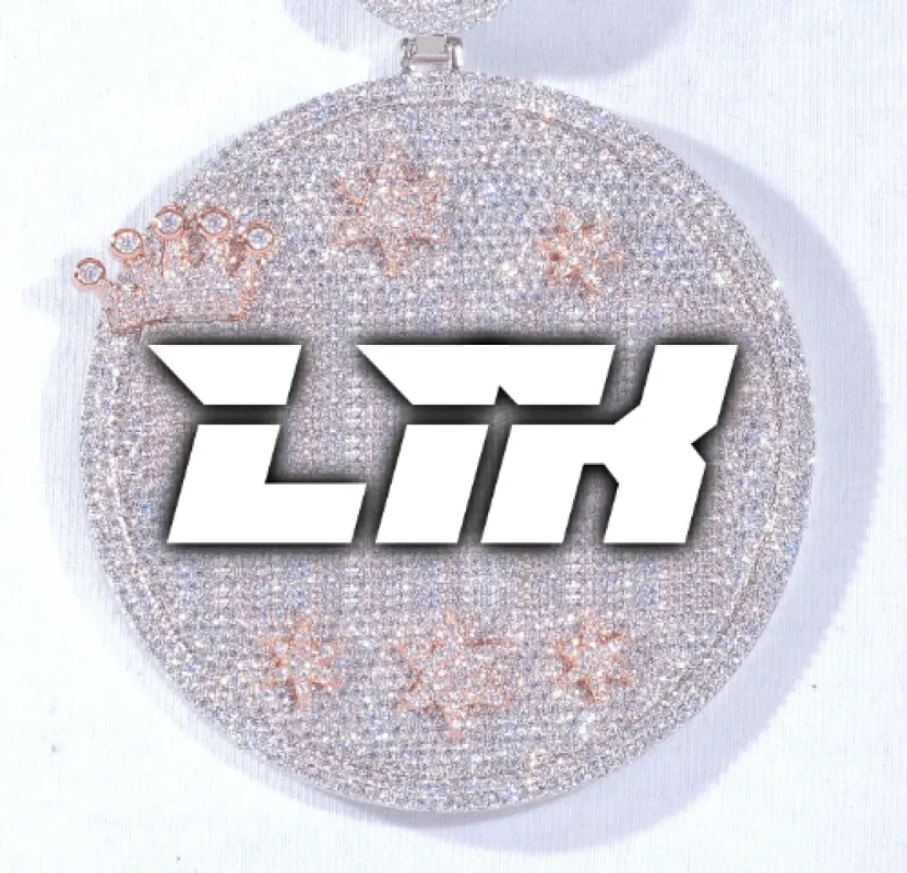 CUSTOM LETTER NECKLACE 3D BIG CROWN DISC sold by The GUU Shop