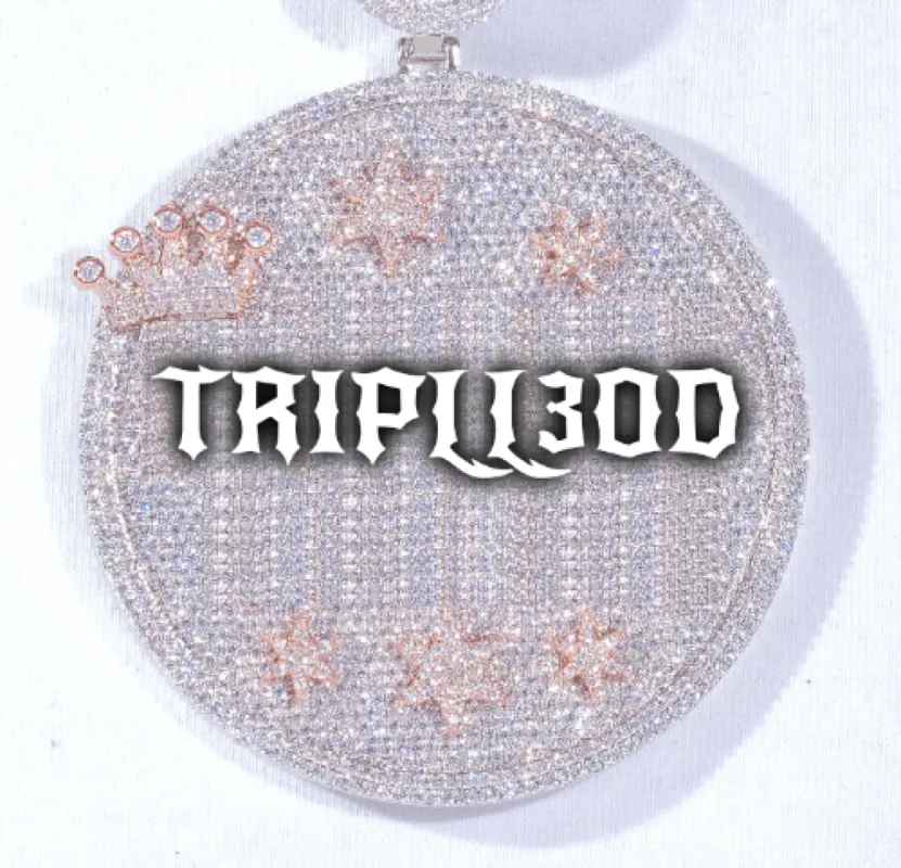 CUSTOM LETTER NECKLACE 3D BIG CROWN DISC sold by The GUU Shop