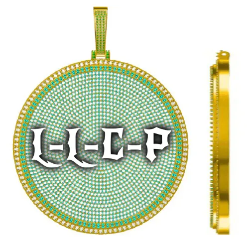 CUSTOM LETTER NECKLACE 3D BIG DISC sold by The GUU Shop