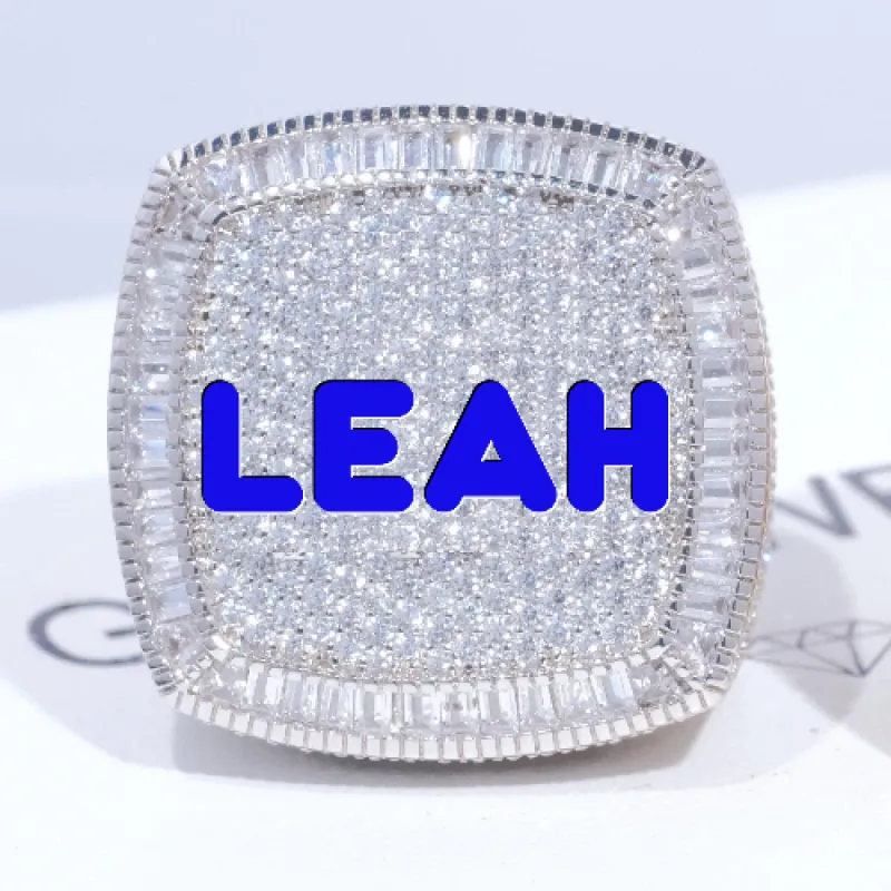 CUSTOM LETTER 3D ICED RING sold by The GUU Shop