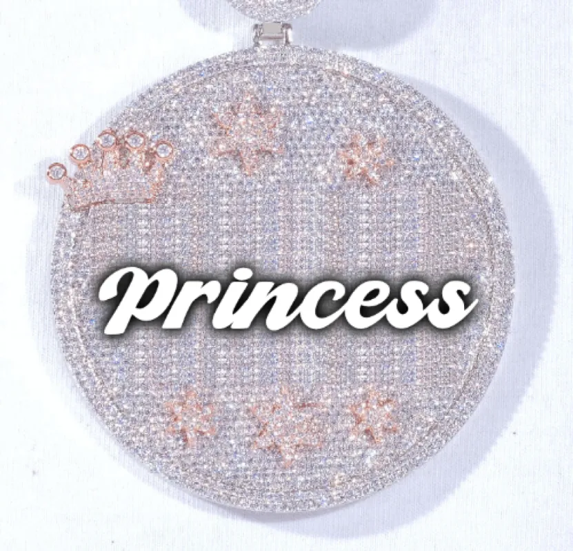 CUSTOM LETTER NECKLACE 3D BIG CROWN DISC sold by The GUU Shop